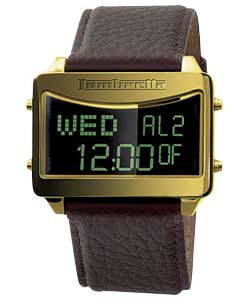Gents LCD Brown Cuff Watch