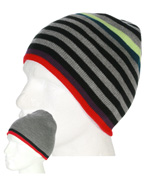 Grey Stripe Reversible Beanie Hat
