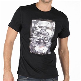 Lambretta Mens Photo Print T-Shirt Black