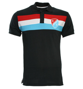 Lambretta Navy Polo Shirt with Coloured Stripes