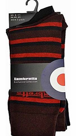 Lambretta Pack of 3 Lambretta Target Designer Cotton Rich Socks Shoe Size 6-11 (6-11, Assorted)
