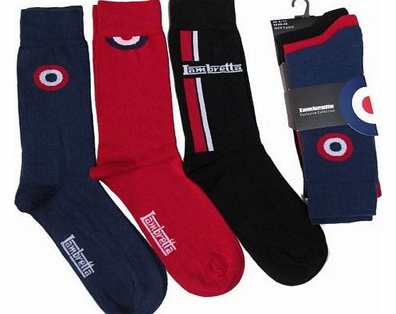 Lambretta Pack of 3 Lambretta Target Designer Cotton Rich Socks Shoe Size 6-11