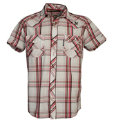 Stone, Red and Brown Check Shirt