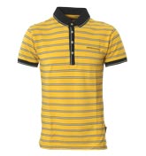 Lambretta Yellow and White Stripe Pique Polo Shirt