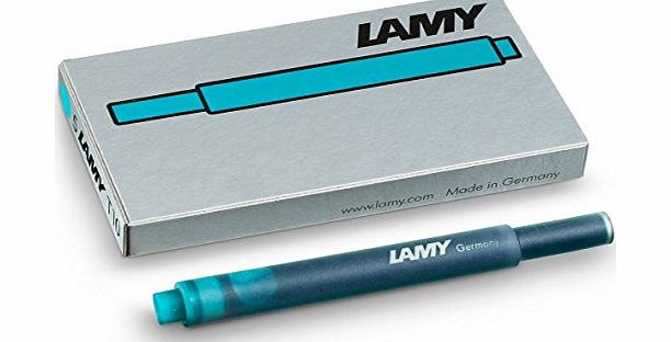 Lamy T10 Turquoise Fountain Pen Ink Cartridges Refills Spare Replacement For All Lamy Fountian Pens (Pack Of 1 - 5 Ink Cartridges)