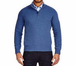 Denim blue cashmere blend zip jumper