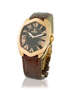 Lancaster Hexagon Medium Croco-Stamped Leather Date Watch