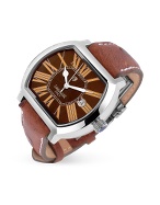 Lancaster Quadretto Men` Brown Stainless Steel Date Watch