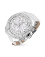 Super Pillo White Croco Band Diamond Chronograph Watch