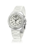 White Pillo Diamond Silicone Band Chrono Watch