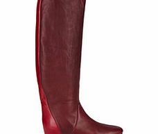 Burgundy leather concealed wedge boots