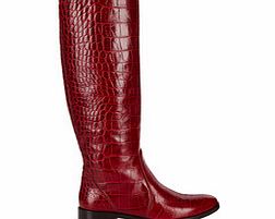 Lanvin Red leather crocodile effect boots