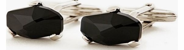 Lanvin Rhodium and Jet Stone Cufflinks