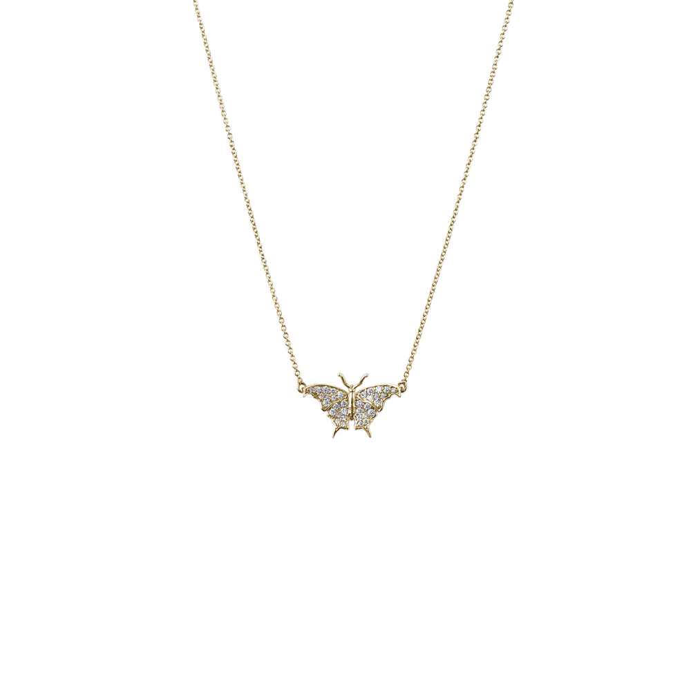Large Butterfly Necklace - Yellow Gold