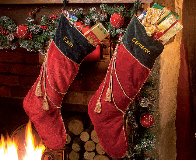 Large Christmas Stocking with tassels
