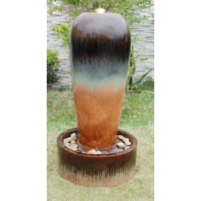 Large Glazed Pillar Water Feature