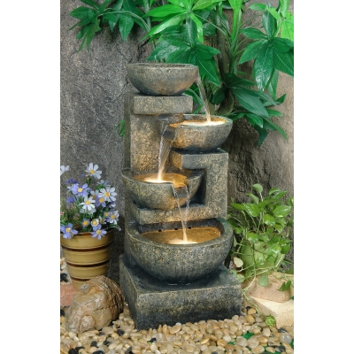 Granite Four Bowl Water Feature