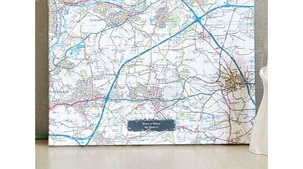 Large Present Day Postcode Map Canvas