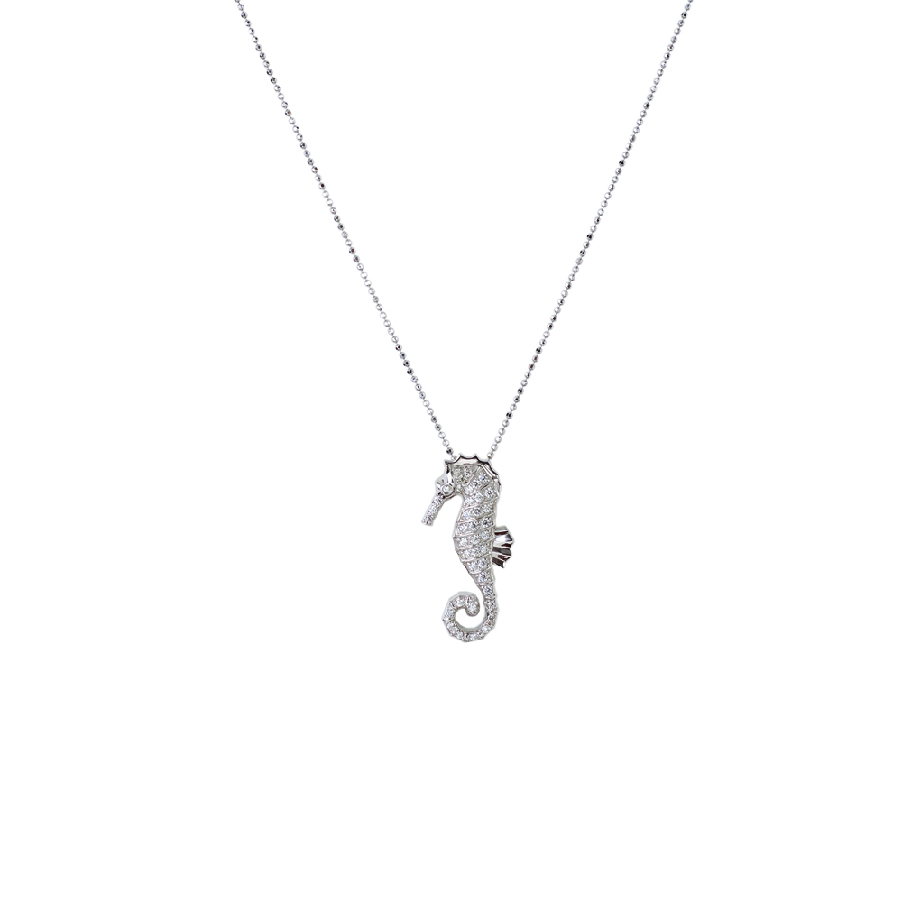 Seahorse Necklace - White Gold