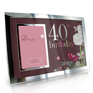 Large Silver Plated 4 x 6 40th Birthday Photo