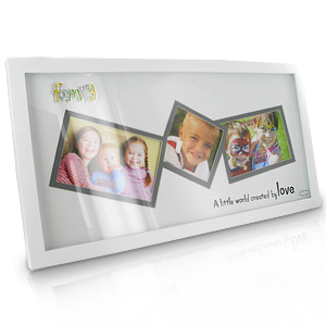 Large White Triple Family Photo Frame