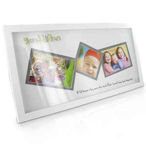 Large White Triple Grandchildren Photo Frame