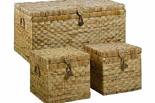 Large Wicker Chest and 2 Boxes - Natural