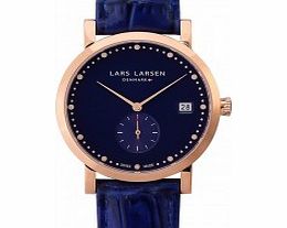 Lars Larsen Ladies Emma Rose Gold Deep Sea Blue
