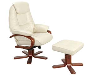 cream recliner and footstool