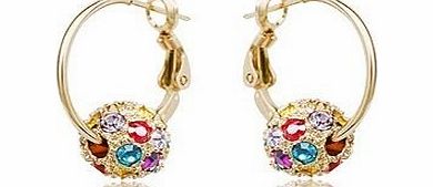 Swarovski Elements Sparkling Gold Loop Earrings encrusted with Multicolor Austrian Crystal For Women Black Friday Sale New 2014 Style