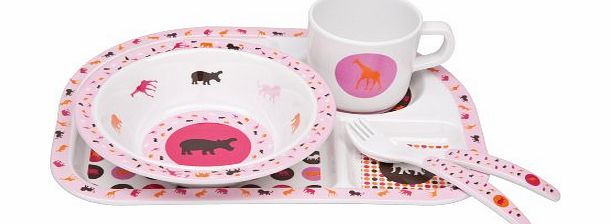 Lassig Childrens Dish Set Melamine Savannah (Pink)