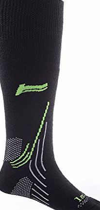 Laulax High Quality Merino Wool Ski Socks Black Green, Size 7 - 11
