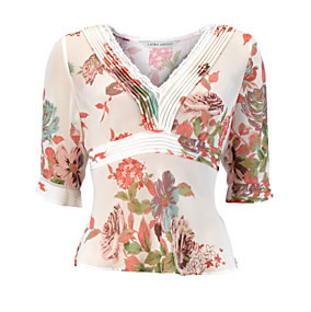 Laura Ashley PINTUCK V-NECK BLOUSE