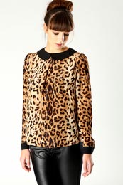 LAURA Leopard Peter Pan Blouse