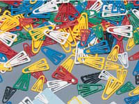 Assorted colour 35mm plastic paper clips, BOX of