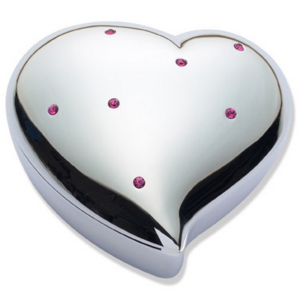 Lauren Lee Pink Crystal Heart Trinket Box by