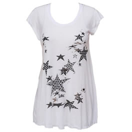 Lauren Moshi Short Sleeve Stars Swing Tee in White