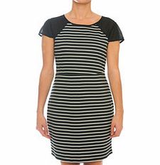 Black and white cotton stripe shift dress
