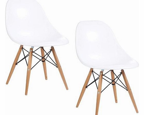 Lavin Lifestyle 2 White Eames DSW Chairs White Eiffel Dining Lounge Chair - Contemporary Furniture
