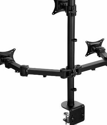 Monitor Stand Arm Pole for 3x Monitor LCD LED TV Screen Display Flat Panel Plasma - 360 Rotate and Swivel +/- 15 Tilt Adjustment - Fully Adjustable - Heavy Duty Desk Clamp - Triple