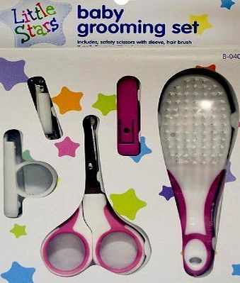 LazyFrog New Born Babies Manicure Set with GROOMING KIT - WITH SAFETY SCISSORS, NAIL CLIPPERS, SOFT BRUSH (Pink - Girls)