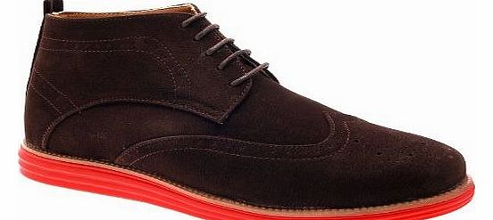 MENS ITALIAN DESIGNED BROGUES ANKLE BOOTS FORMAL CASUAL LACE UPS FAUX SUEDE LEATHER GENTS SHOES BROWN SIZE 7