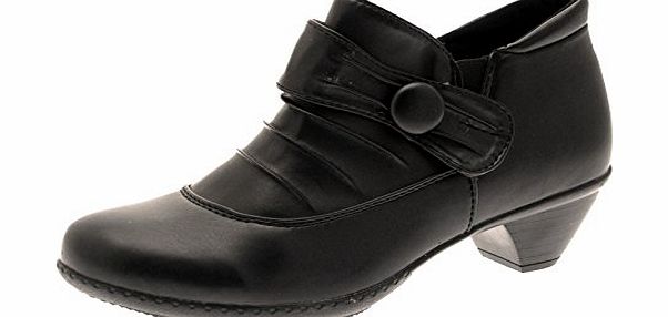 LD Outlet NEW WOMENS COMFORT FLEXI SOLE MID LOW HEEL RIDING ANKLE BOOTS FAUX LEATHER LADIES GIRLS SHOES BUCKLE BLACK SIZE UK 8