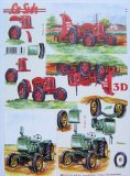 Le Suh A4 3D Le Suh step by step decoupage sheet for card craft - red and green tractors