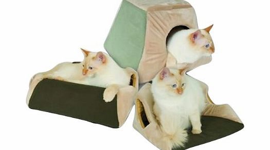 Leadoff Thermo Kitty Cabin Heated Cat Bed - Sage