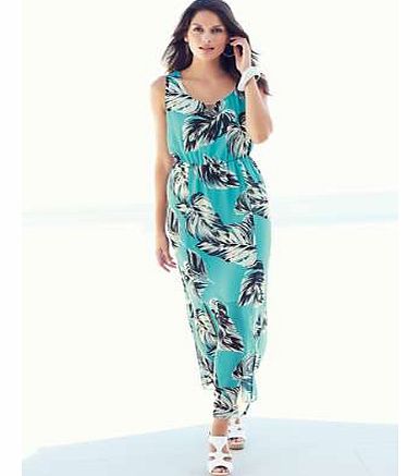 Leaf Print Maxi Dress
