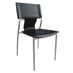Leather & Chrome Stacking Chair Black 4pk