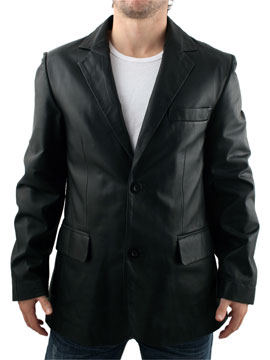 Leather Black 2 Button Blazer