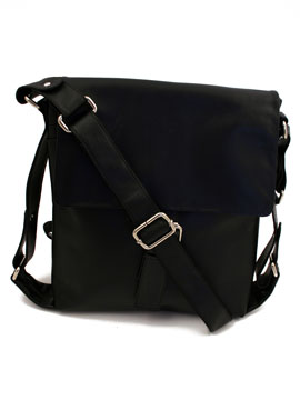 Leather Black Buckle Messenger Bag