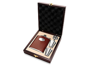 Leather Bound Hip Flask Set 011875